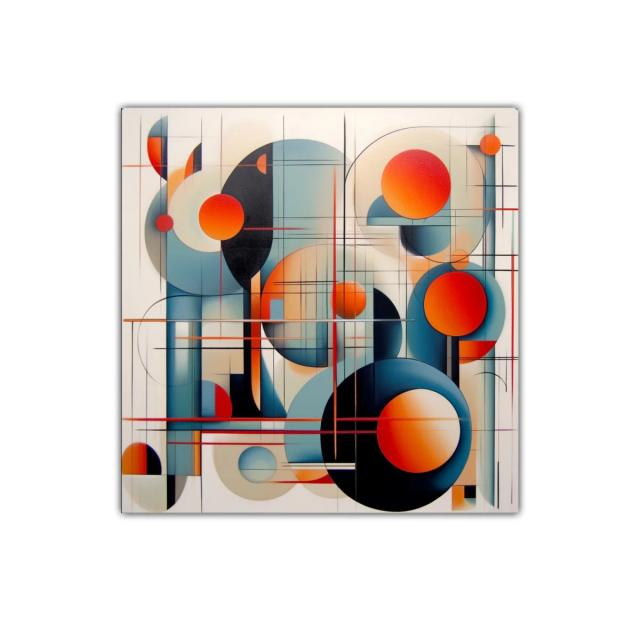 Cuadro decorativo con formas geométricas y contrastes cálidos