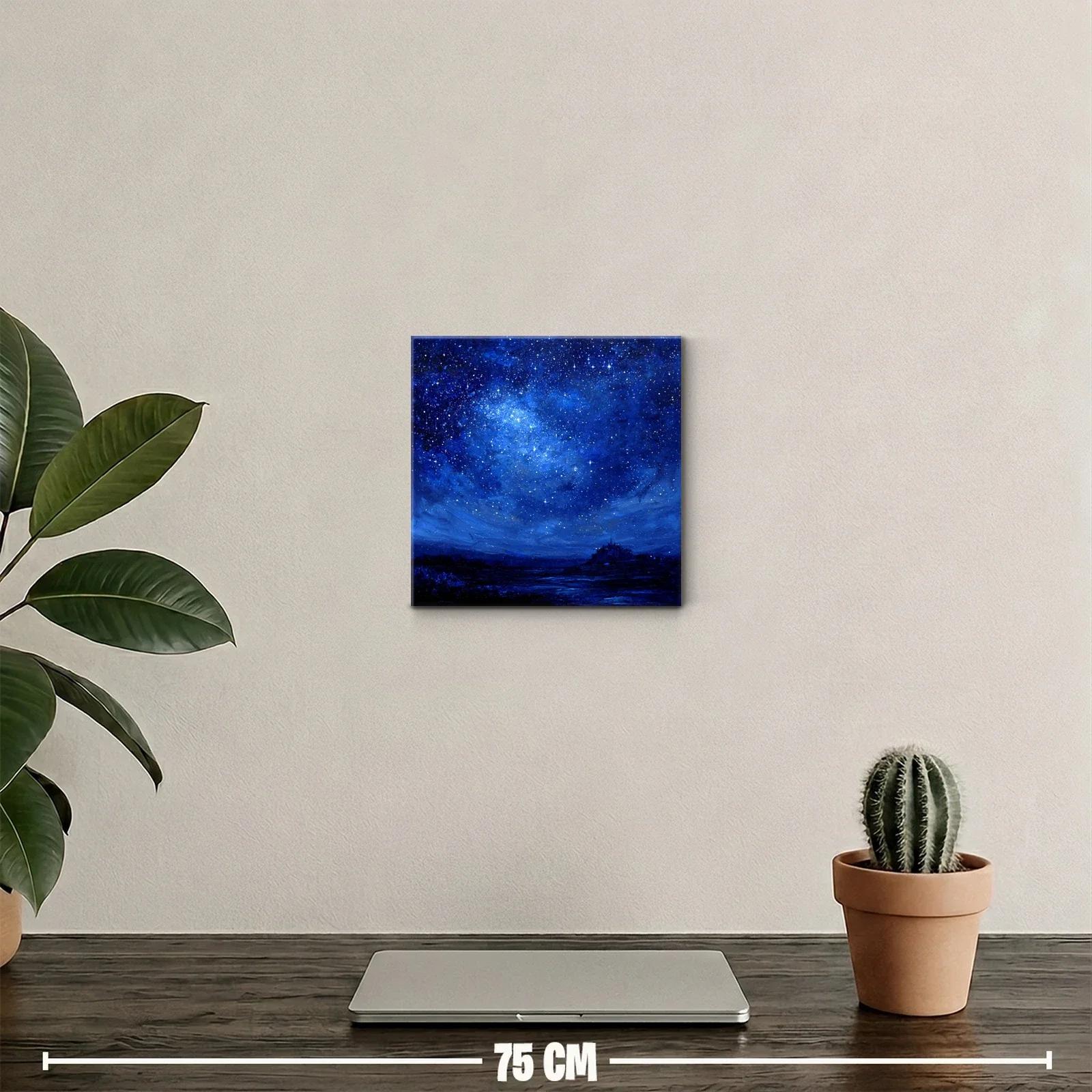 Cielo Estrellado Nocturno con Silueta de Paisaje — miniatura 2
