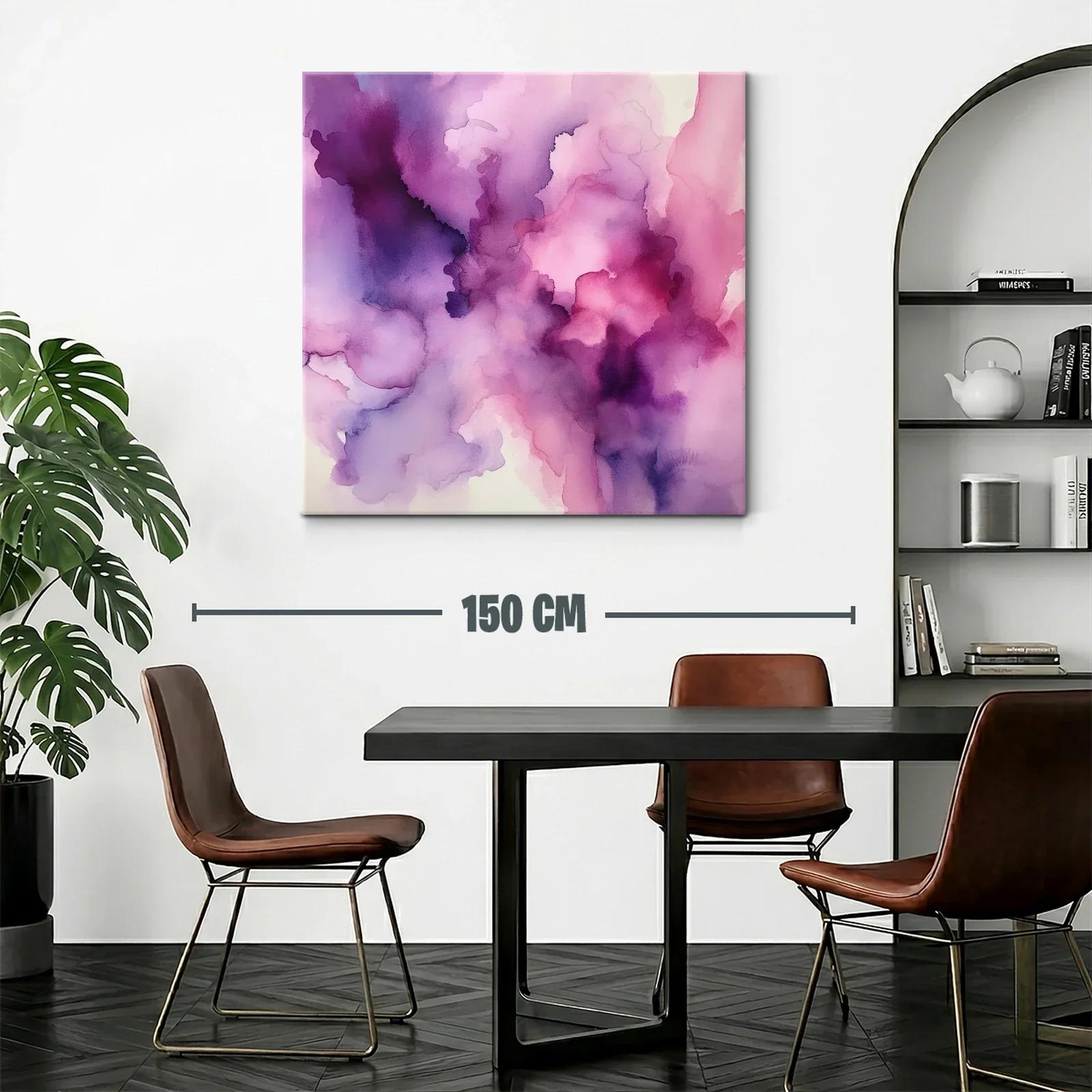 Cuadro abstracto en tonos violetas y rosas suaves — miniatura 2