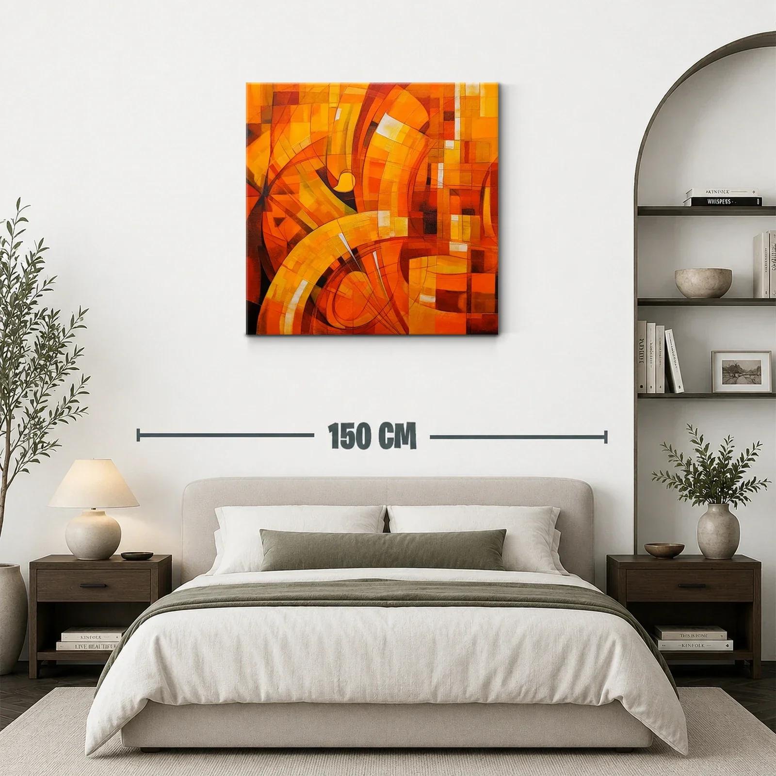 Cuadro abstracto en tonos cálidos naranja y amarillo — miniatura 3