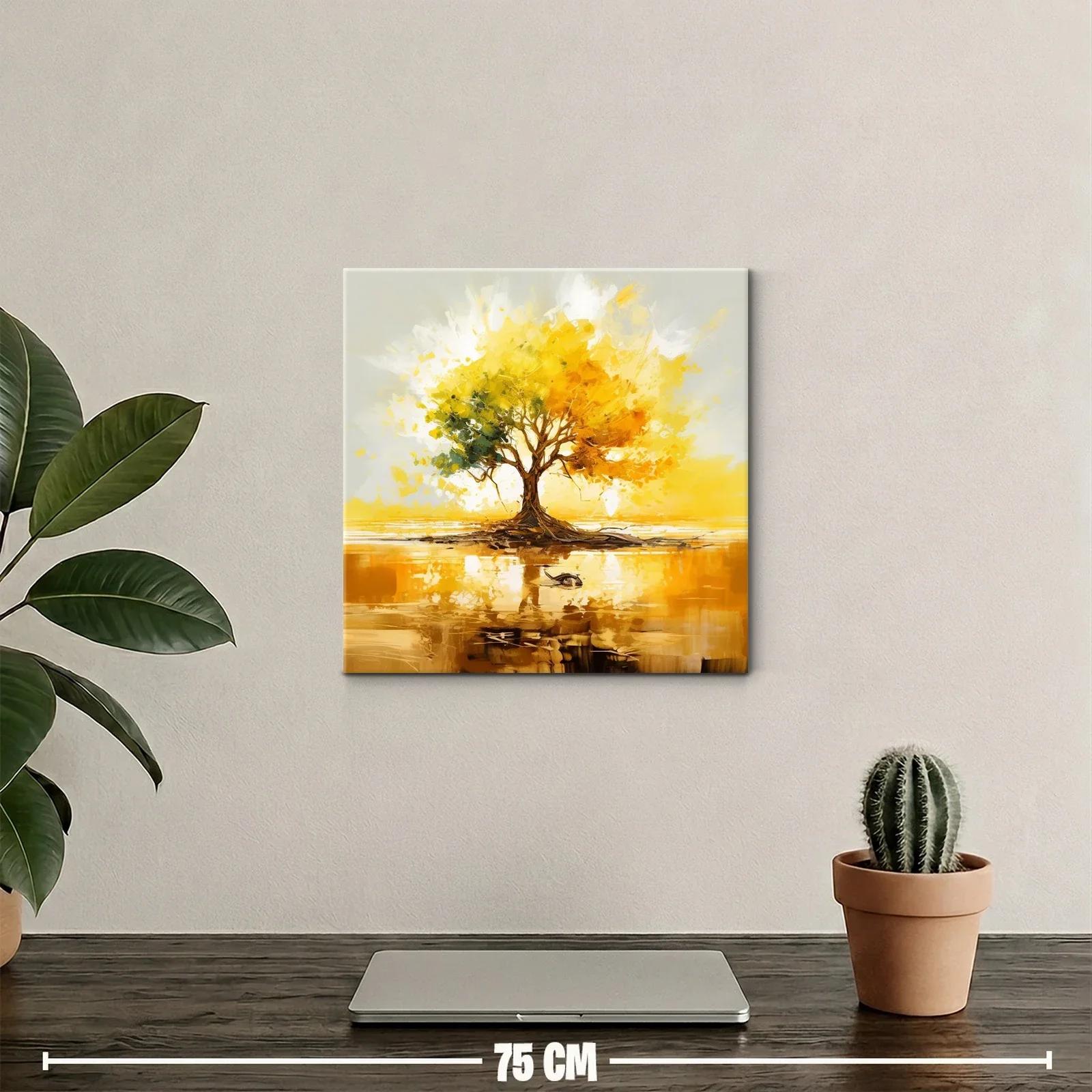 Árbol dorado con reflejo en lago sereno y vibrante — miniatura 2