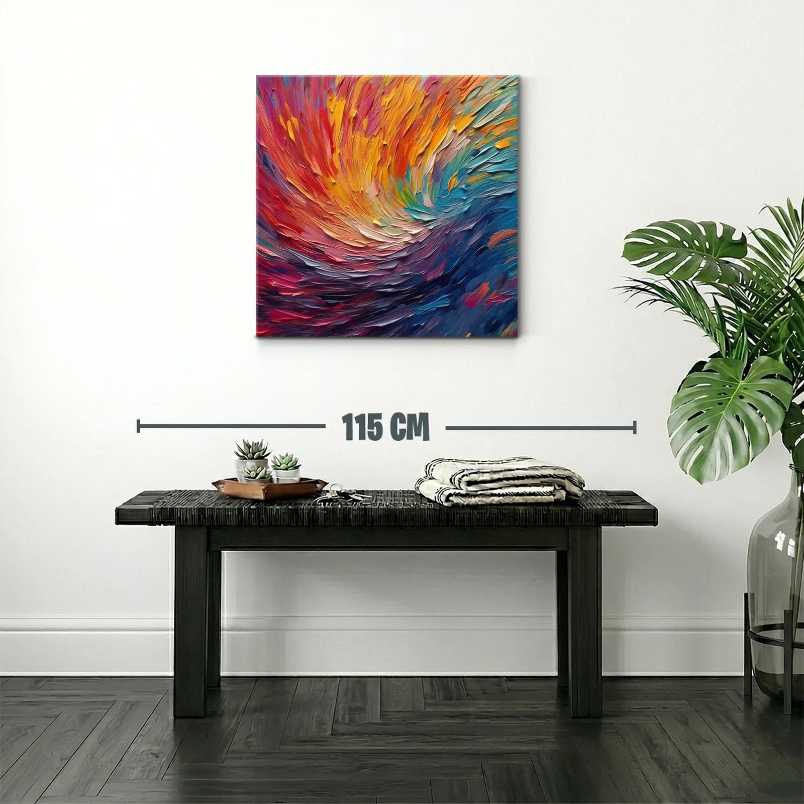Cuadro abstracto con vibrantes tonos cálidos y fríos — miniatura 2