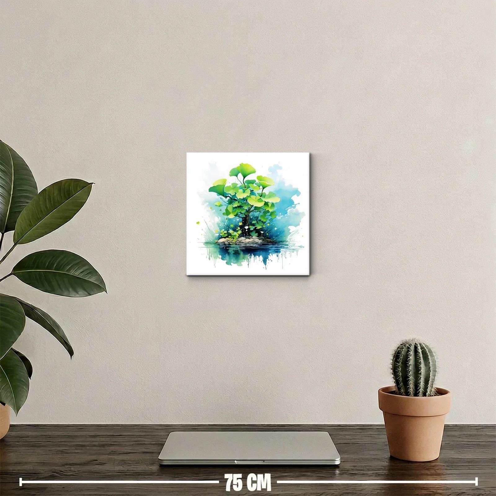 Cuadro decorativo árbol con hojas verdes vibrantes — miniatura 2