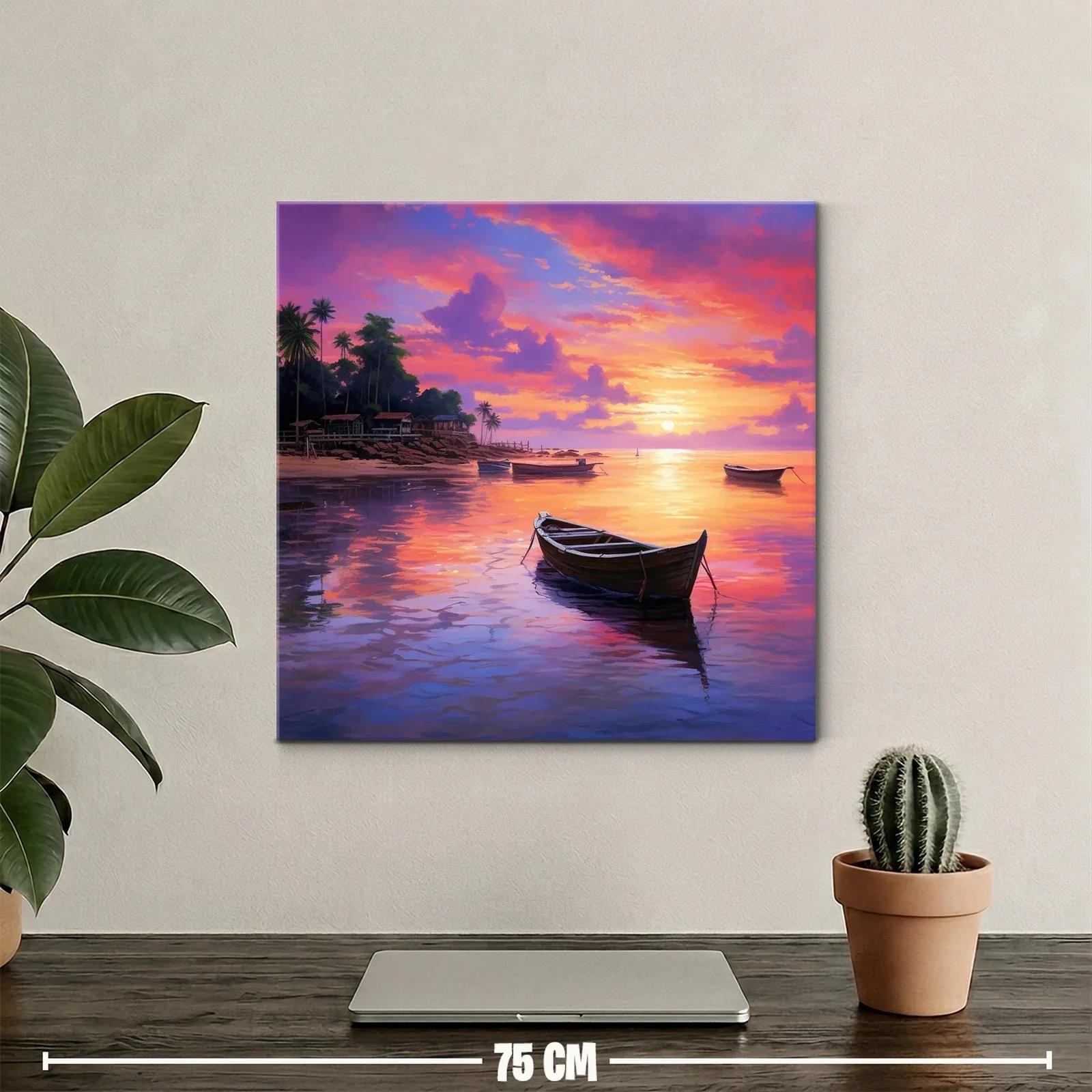 Atardecer sereno con barcos en aguas tranquilas — miniatura 2