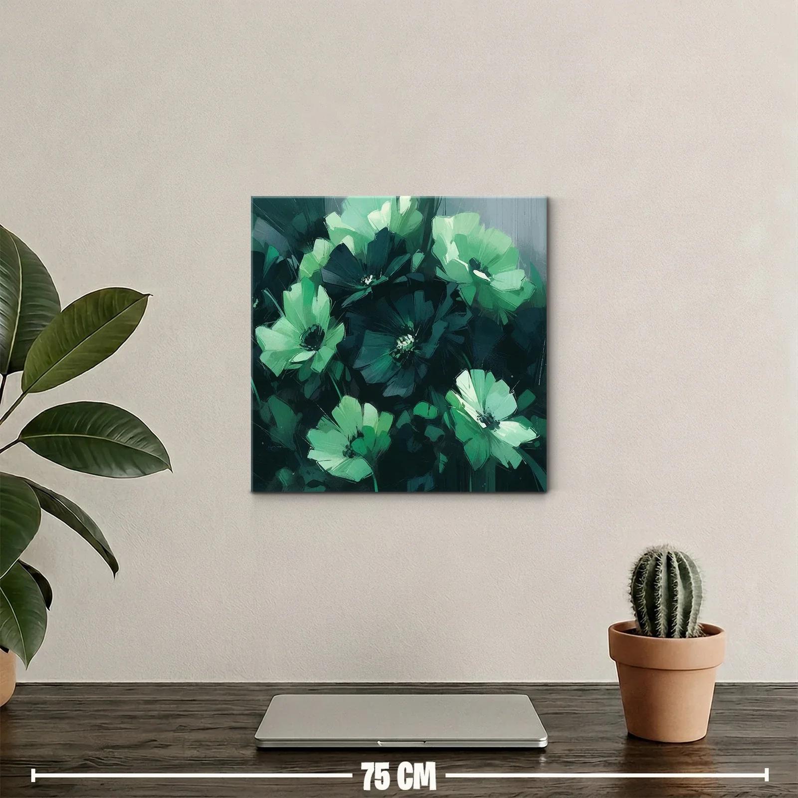 Cuadro floral en tonos verdes y azules oscuros — miniatura 2