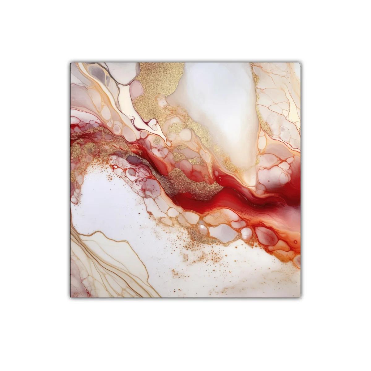 Cuadro abstracto con tonos cálidos y destellos dorados