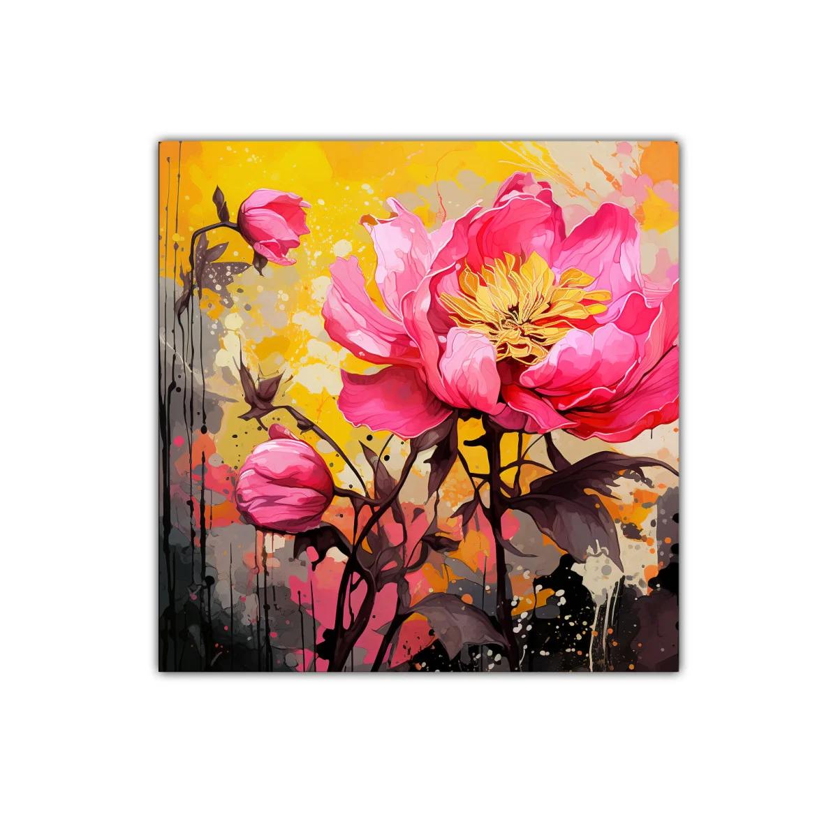 Cuadro decorativo con flores rosas vibrantes y fondo luminoso — imagen principal