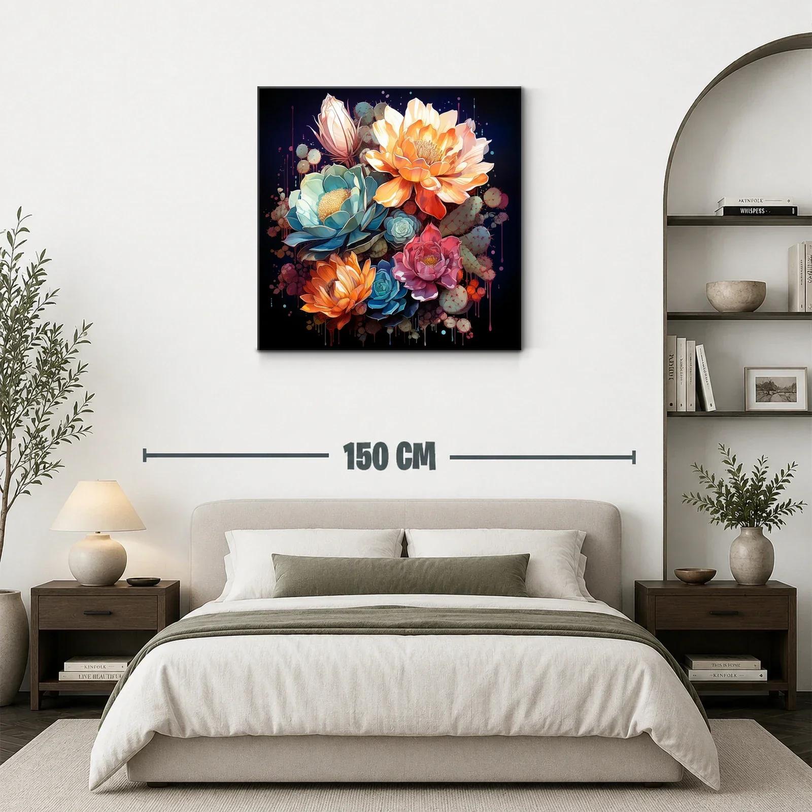Composición de flores vibrantes con tonos cálidos y fríos — miniatura 3
