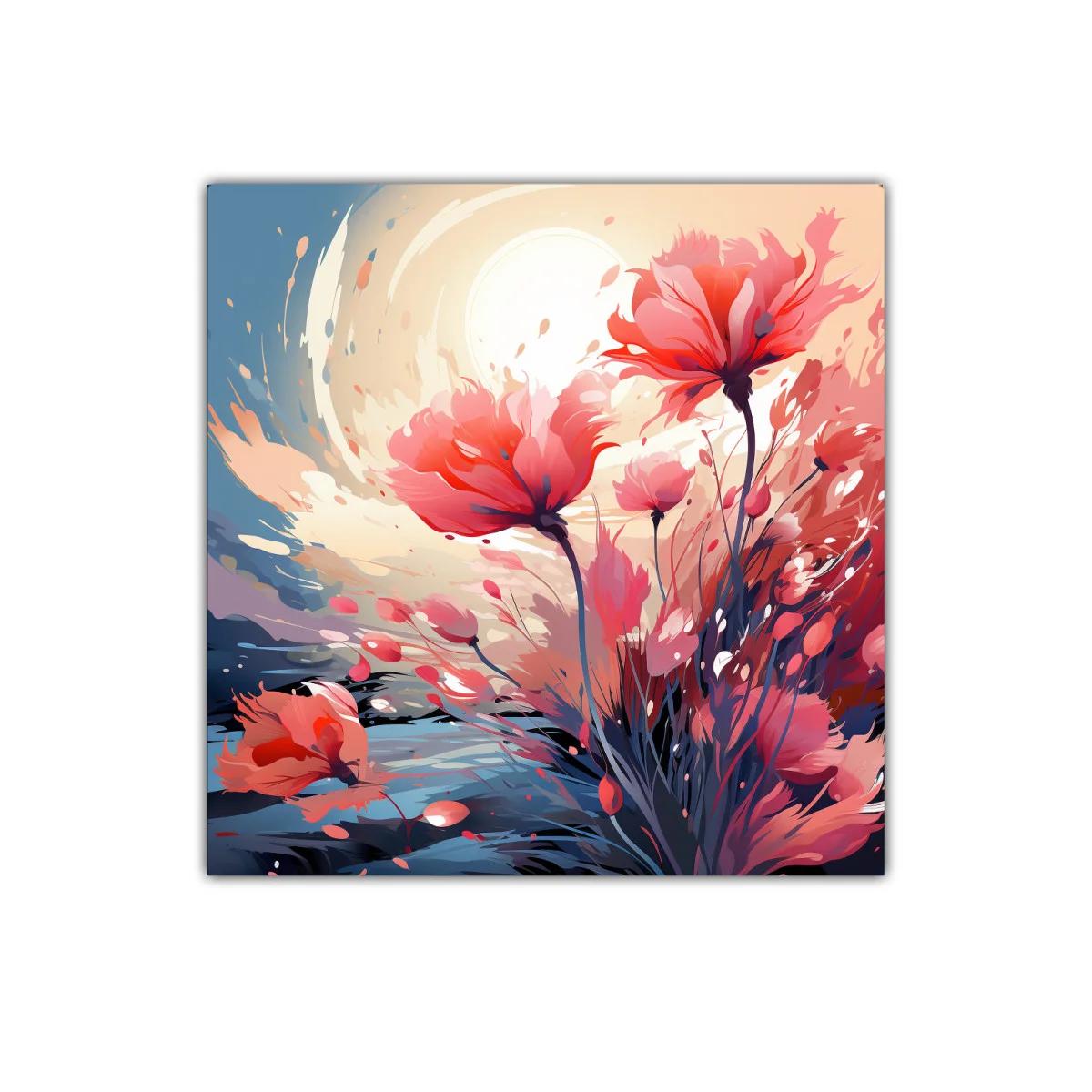 Cuadro floral moderno con explosión de colores vibrantes — imagen principal