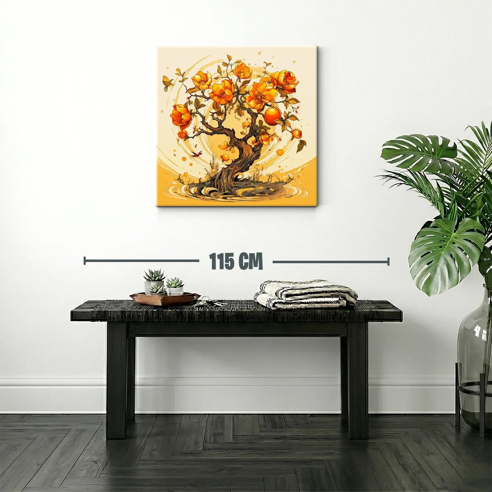 Árbol con flores y frutos en tonos cálidos y vibrantes — miniatura 2
