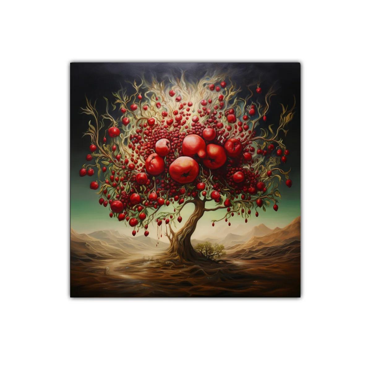 Árbol surrealista con frutos rojos y ambiente onírico — imagen principal