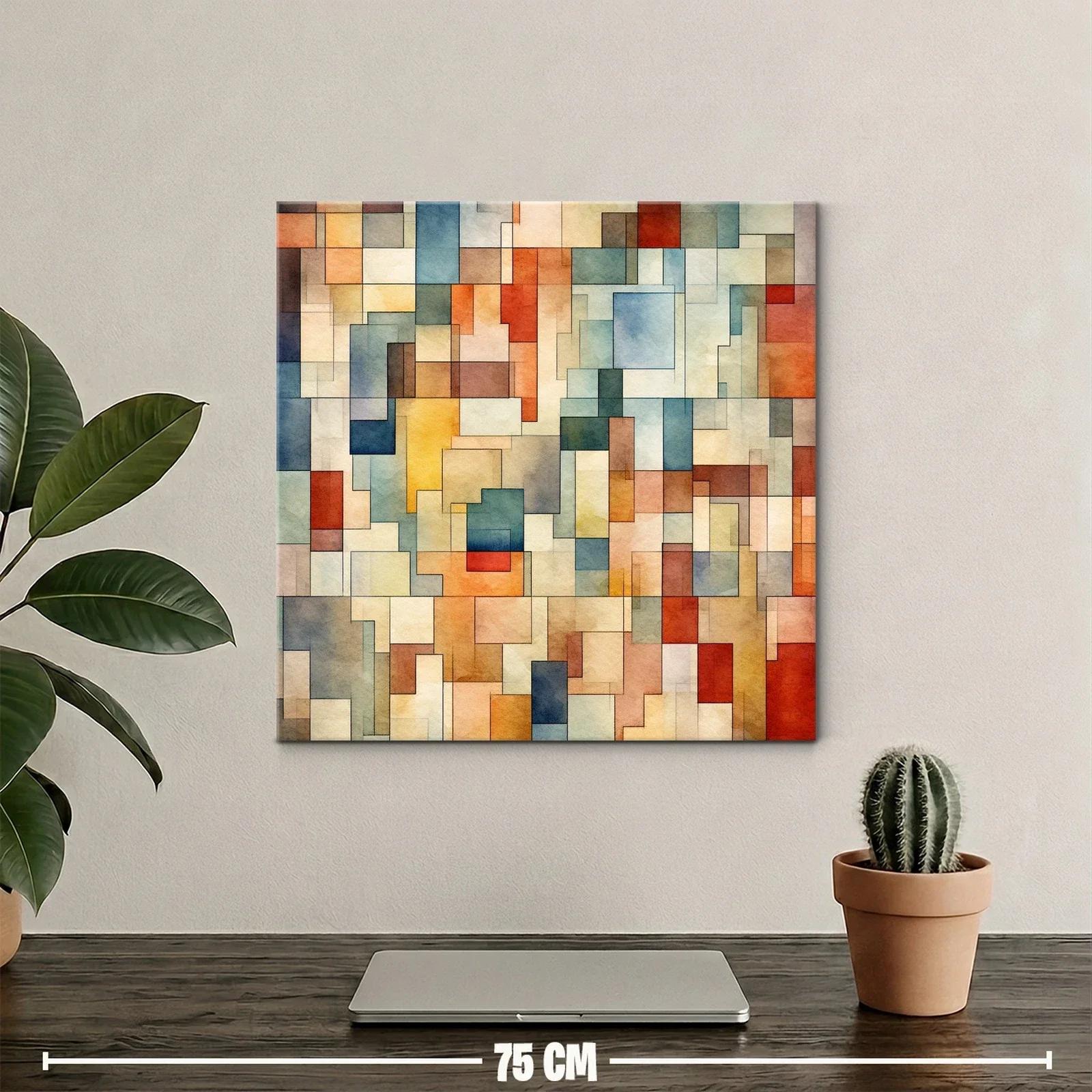 Composición abstracta con bloques en tonos cálidos y fríos — miniatura 2