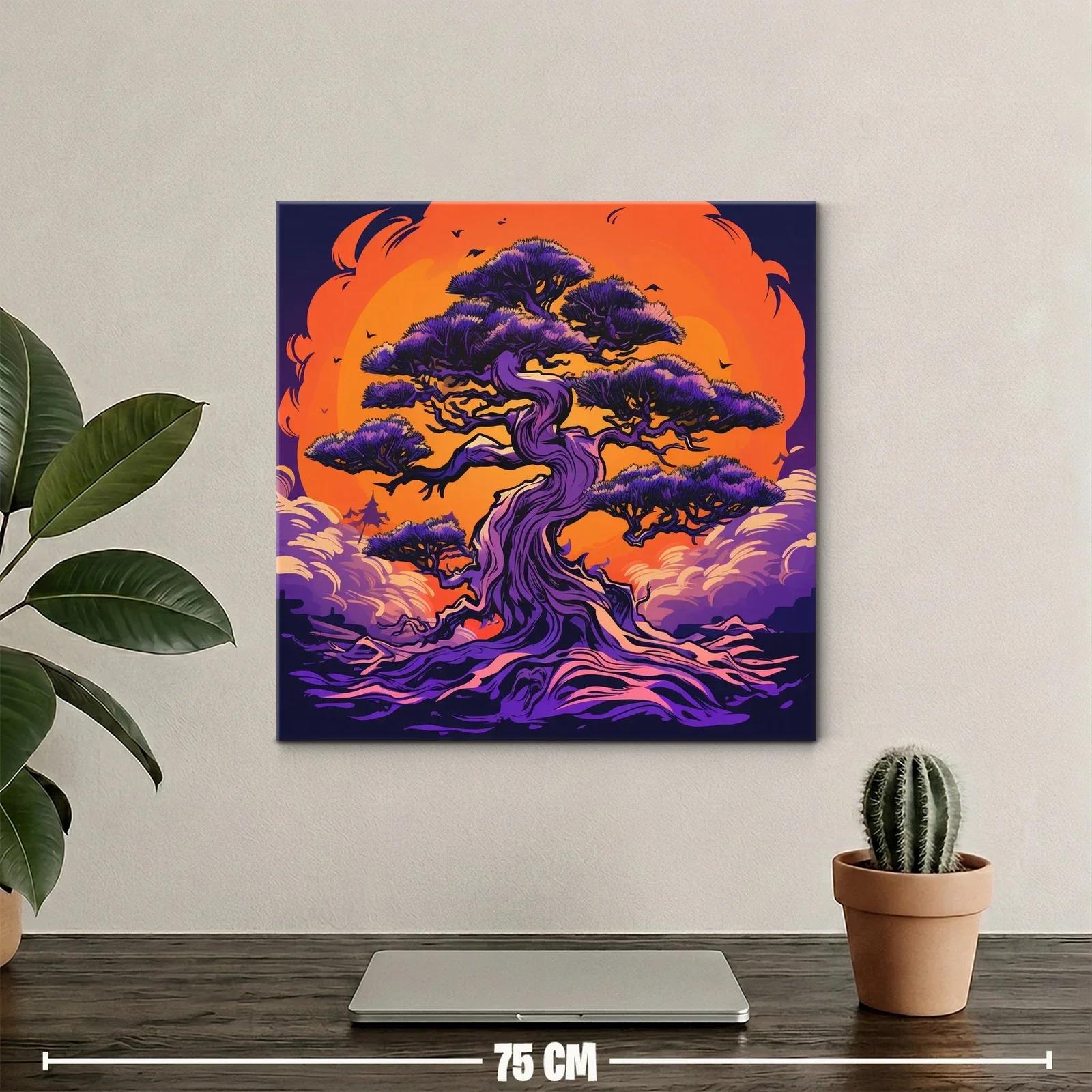 Árbol místico en contraste vibrante con fondo ardiente — miniatura 2