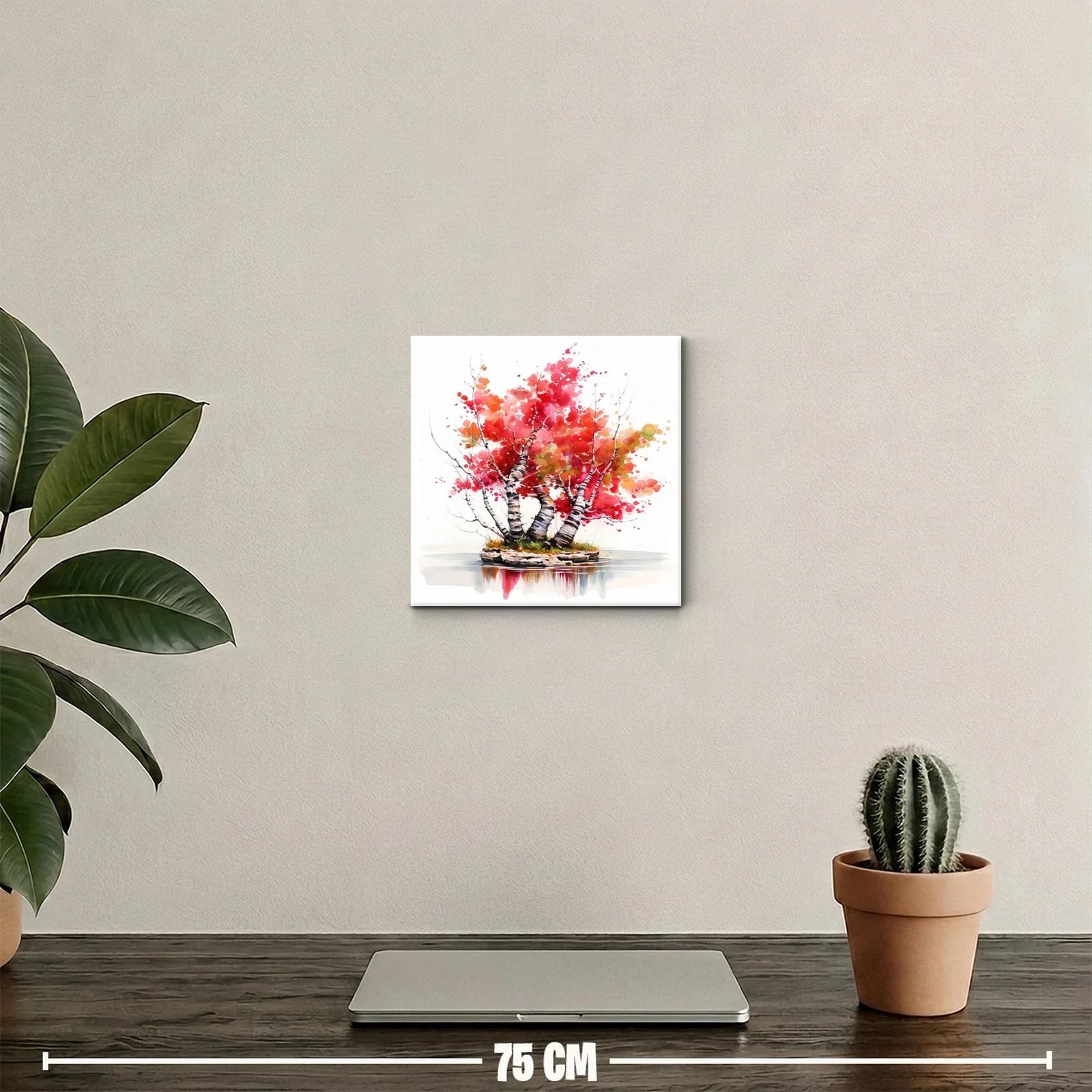 Arboles con hojas rojas reflejados en el agua — miniatura 2