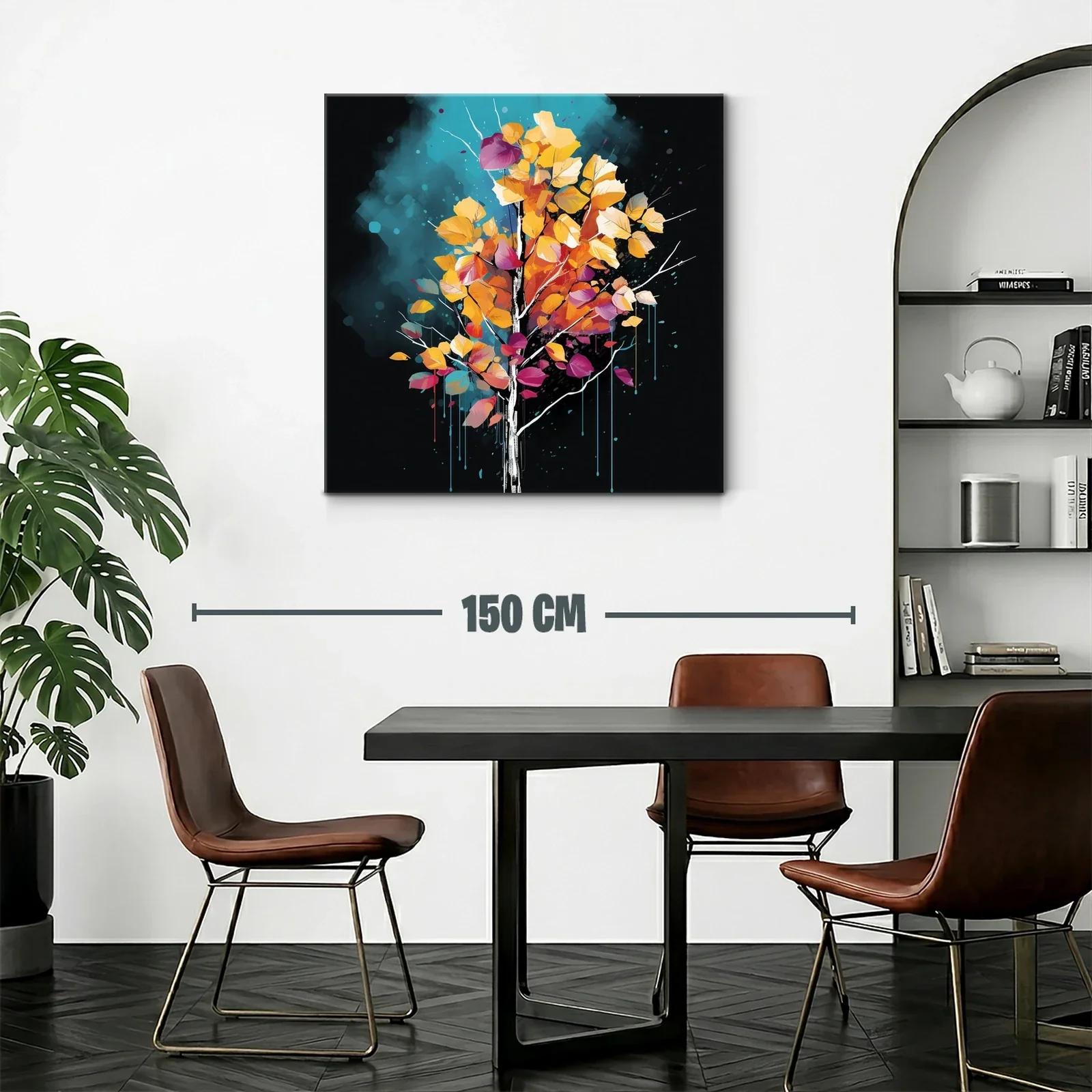 Armonía de otoño con vibrantes hojas en fondo azul oscuro — miniatura 2