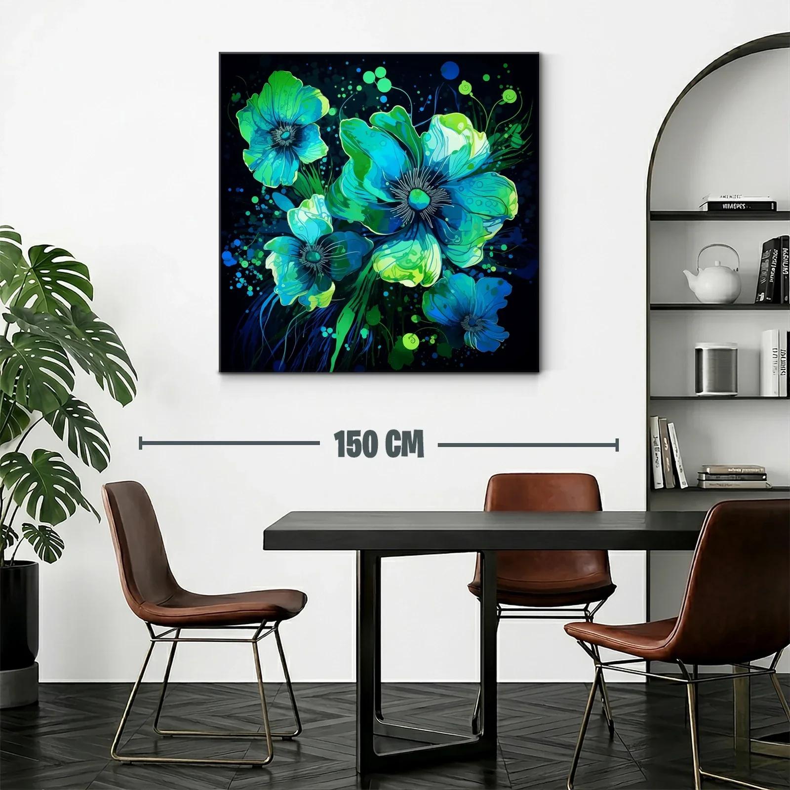 Flores vibrantes en tonos azules y verdes intensos — miniatura 2