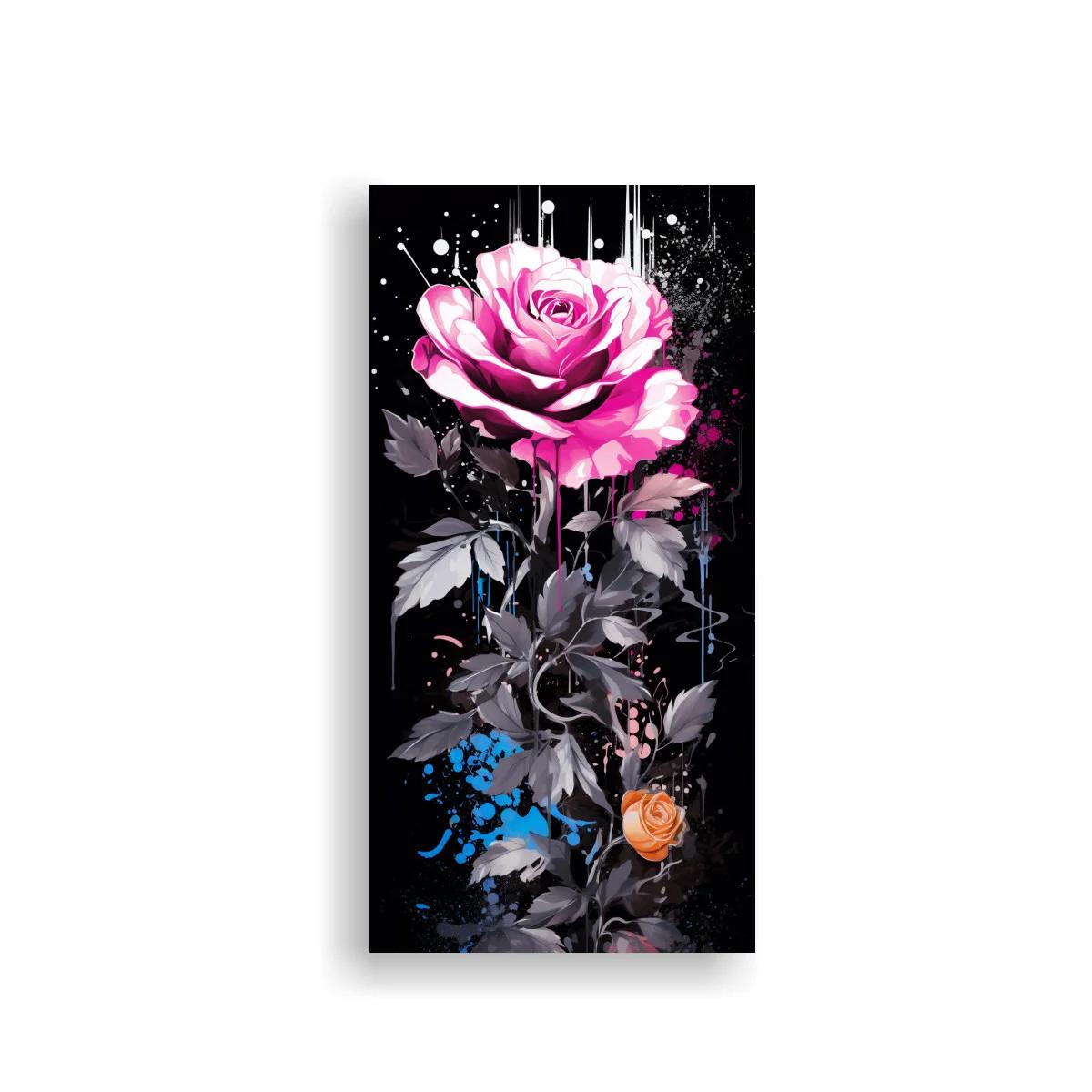 Cuadro rosa rosada con capullo naranja y salpicaduras — imagen principal