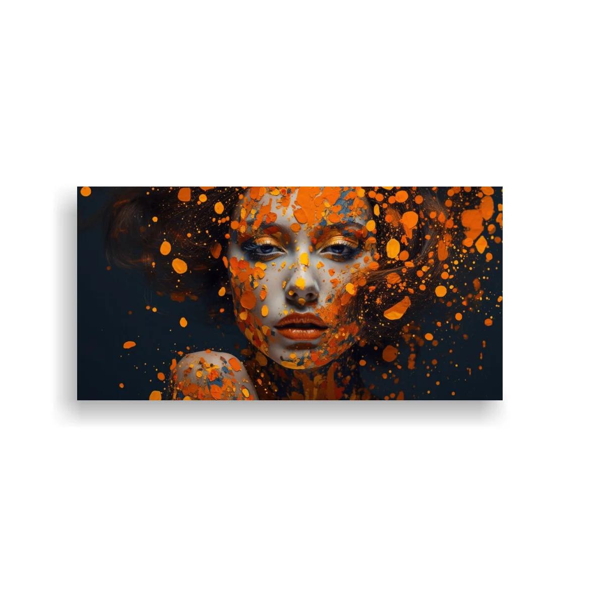 Cuadro rostro de mujer con salpicaduras densas de pintura