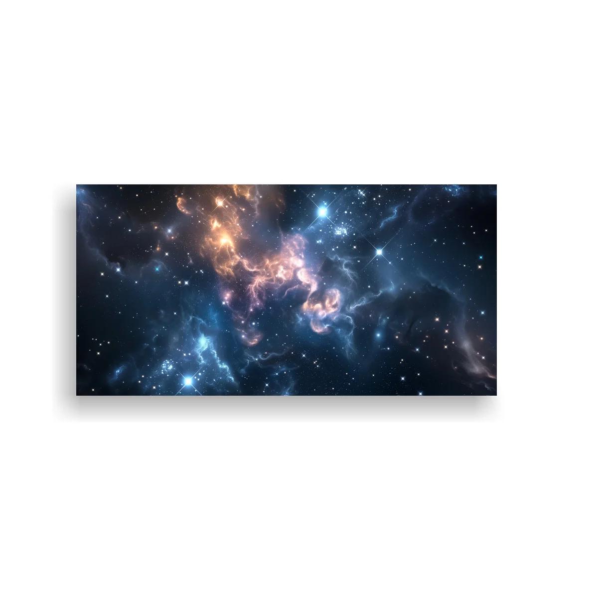 Cuadro nebulosa espacial con destellos rosados y dorados — imagen principal