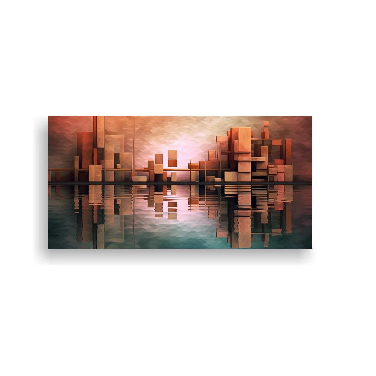 Cuadro skyline abstracto con reflejo especular