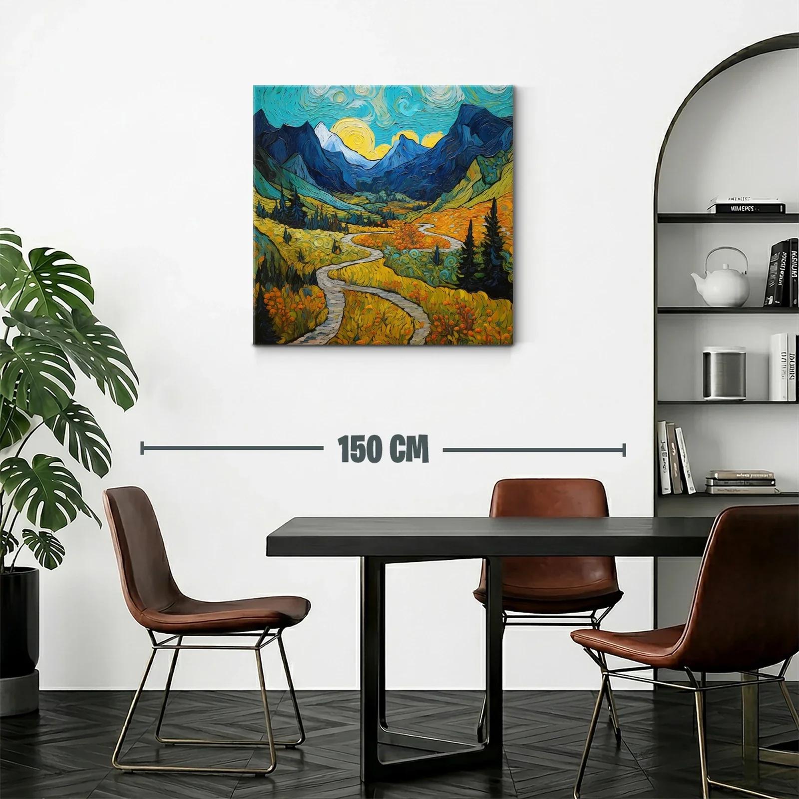 Paisaje montañoso con sendero bajo cielo vibrante — miniatura 2