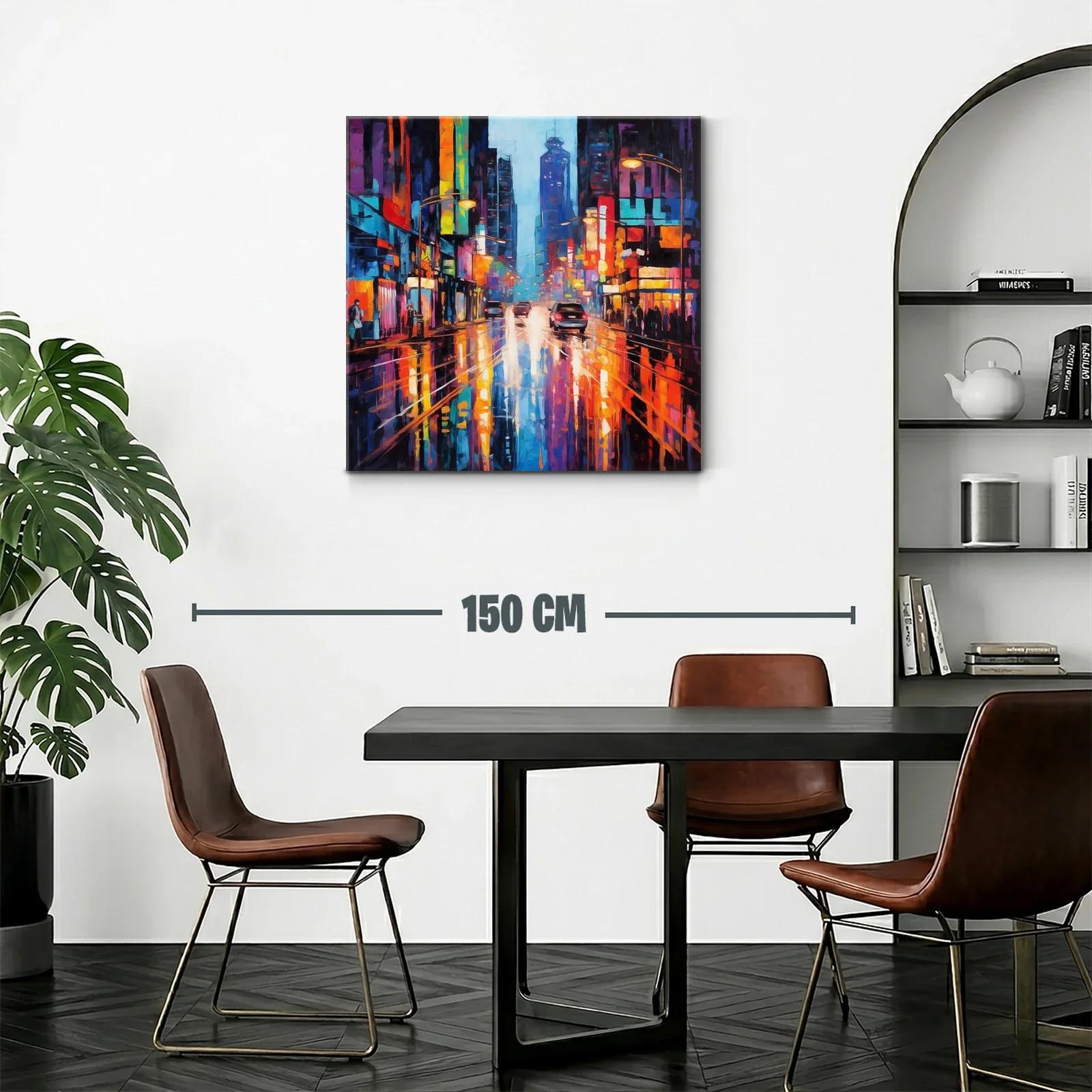 Ciudad vibrante con reflejos de luces de neón — miniatura 2