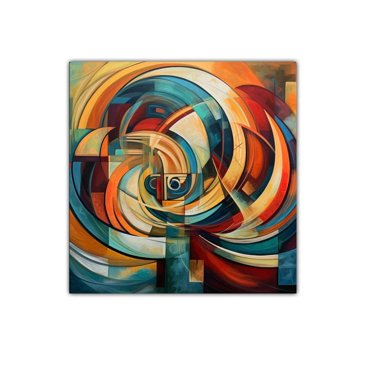 Composición abstracta con círculos y colores vibrantes