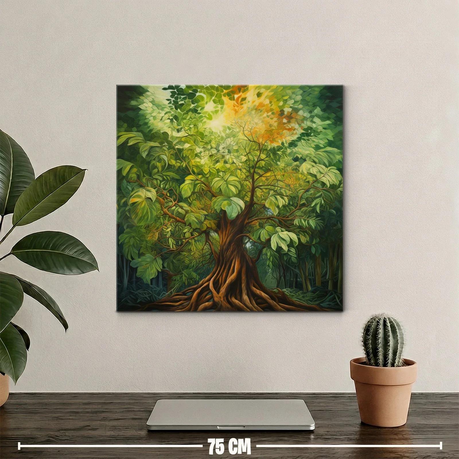Majestuoso árbol en bosque con luz cálida y hojas verdes — miniatura 2