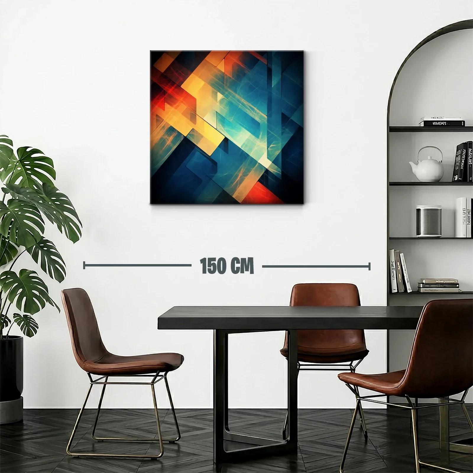 Composición abstracta en tonos cálidos y fríos vibrantes — miniatura 2