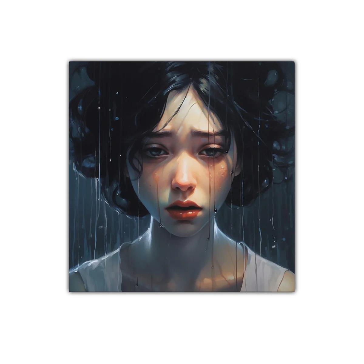 Melancolía en mirada femenina con toque de lluvia — imagen principal