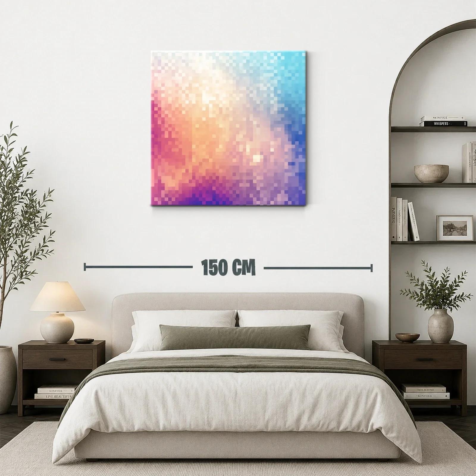 Cuadro abstracto con tonos cálidos y fríos armonizados — miniatura 3
