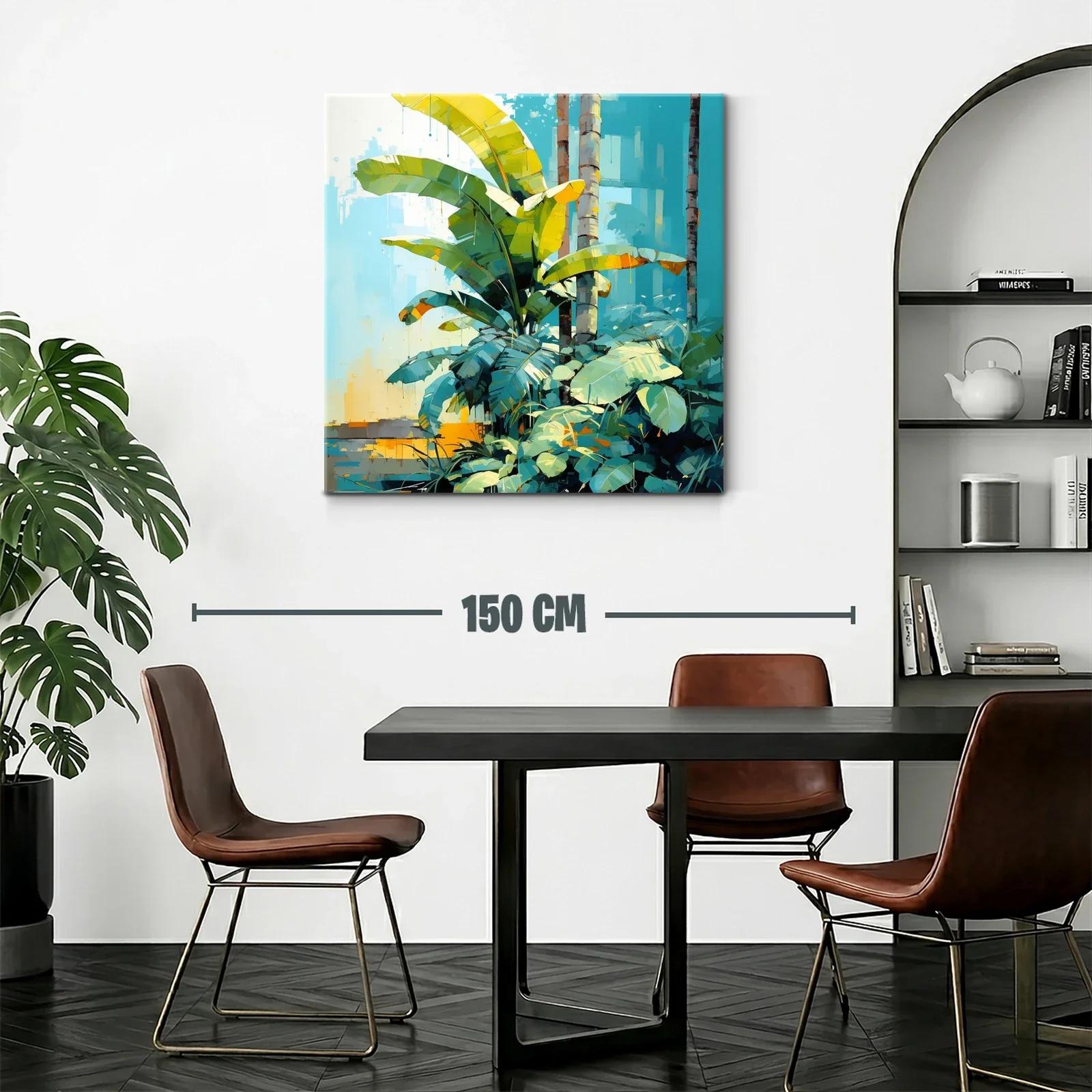 Exuberante jungla tropical con hojas verdes y luz cálida — miniatura 2