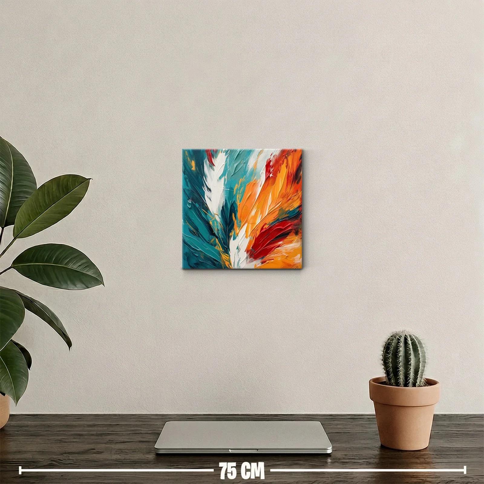 Cuadro decorativo con vibrante paleta de plumas coloridas — miniatura 2