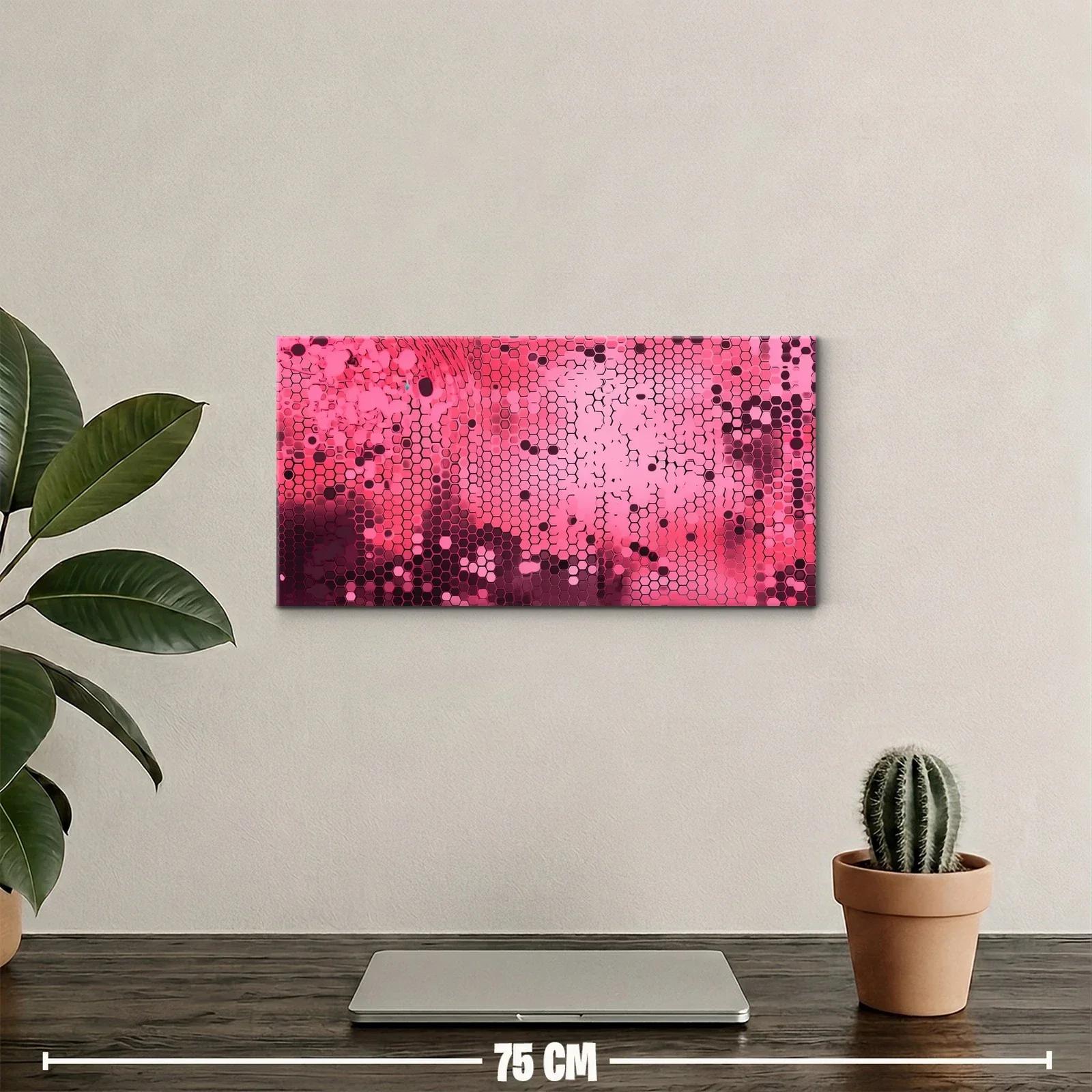 Cuadro patrón de hexágonos rosas con textura granulada — miniatura 2