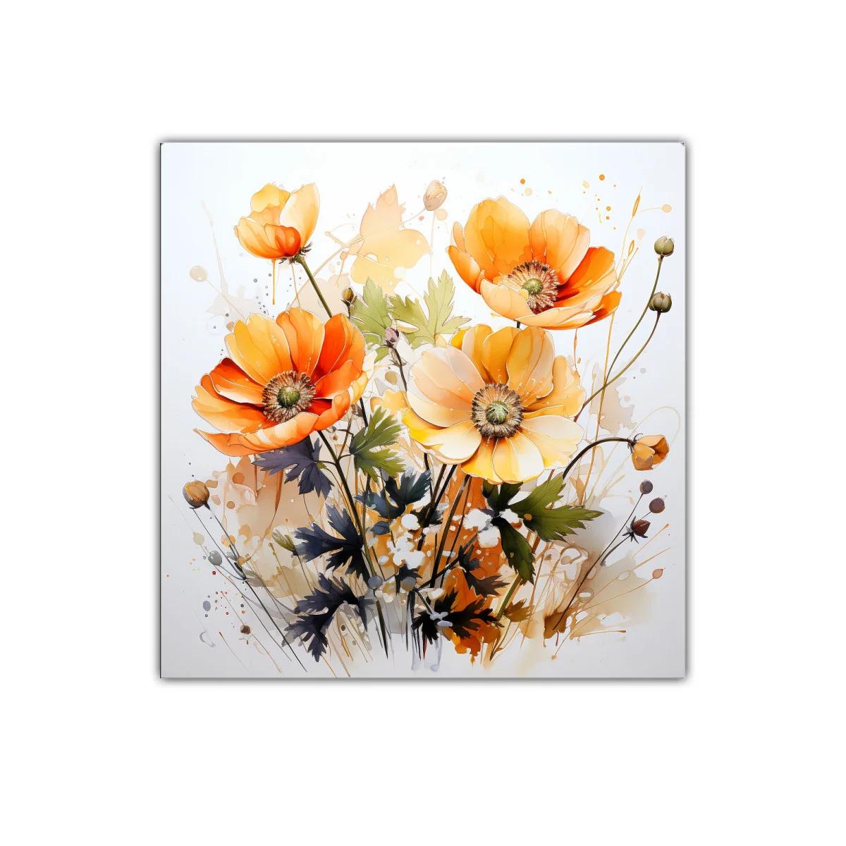 Cuadro decorativo con ramo de flores en tonos cálidos y naturales — imagen principal