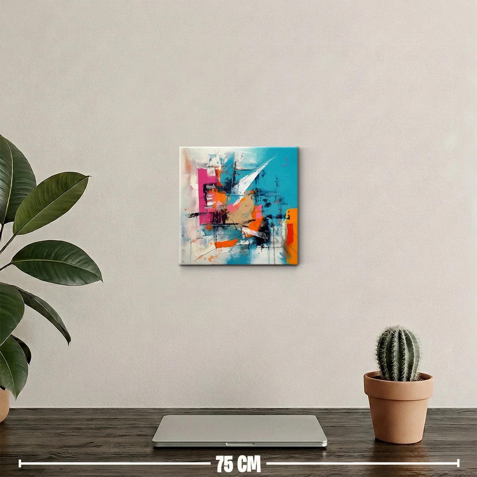 Composición abstracta con vibrantes tonos turquesa y naranja — miniatura 2