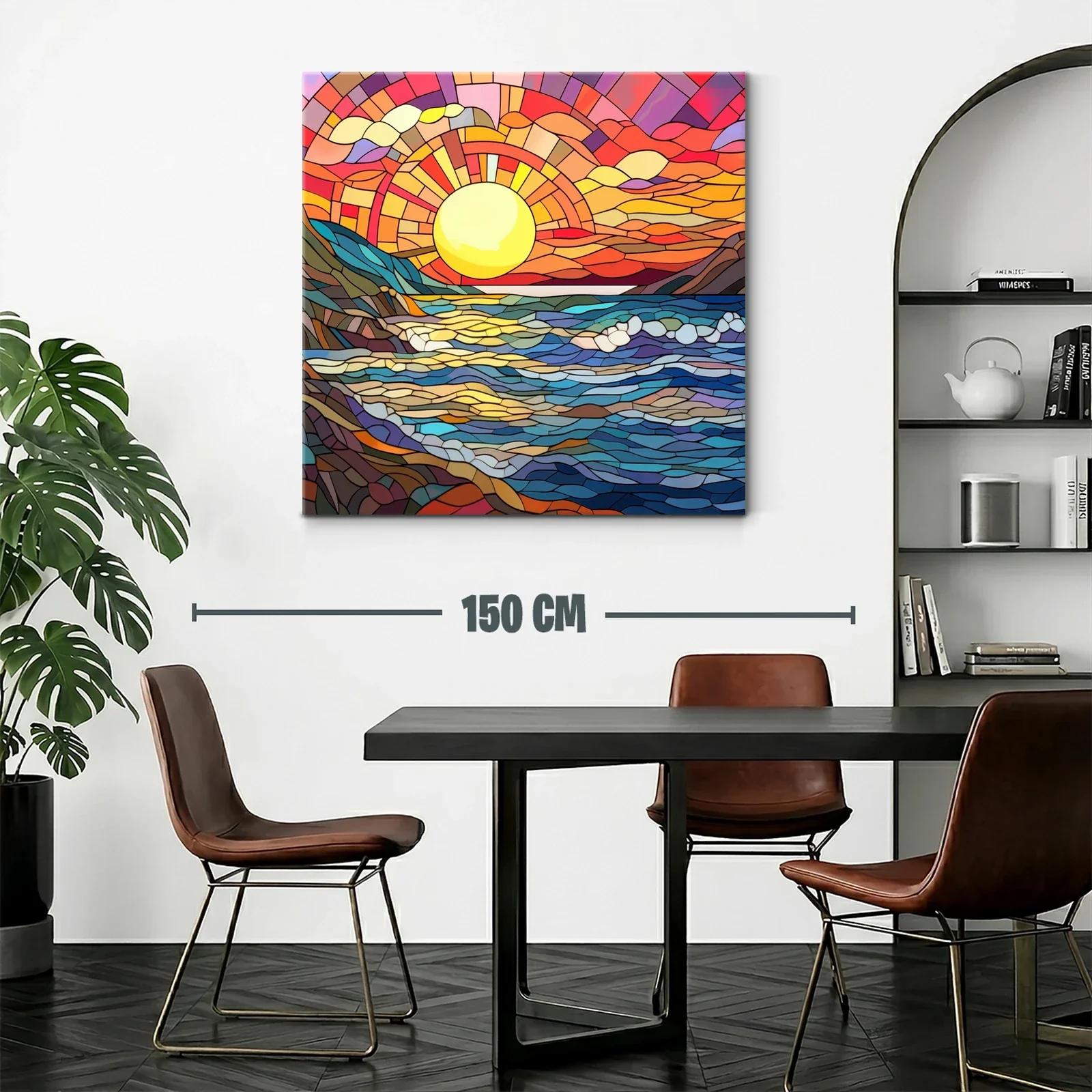 Cuadro vibrante de paisaje marino al atardecer — miniatura 2