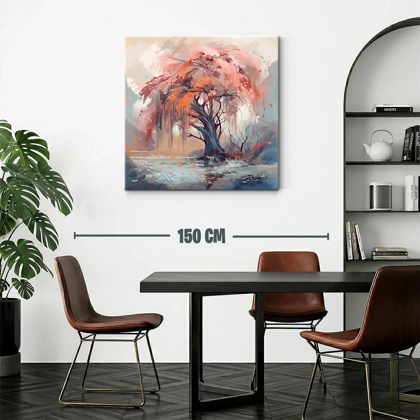 Árbol vibrante en paisaje de tonos cálidos y suaves — miniatura 2