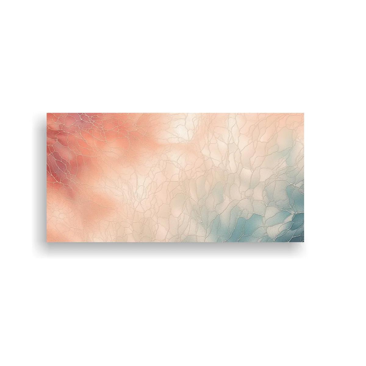 Cuadro textura marmoleada coral y azul grisáceo