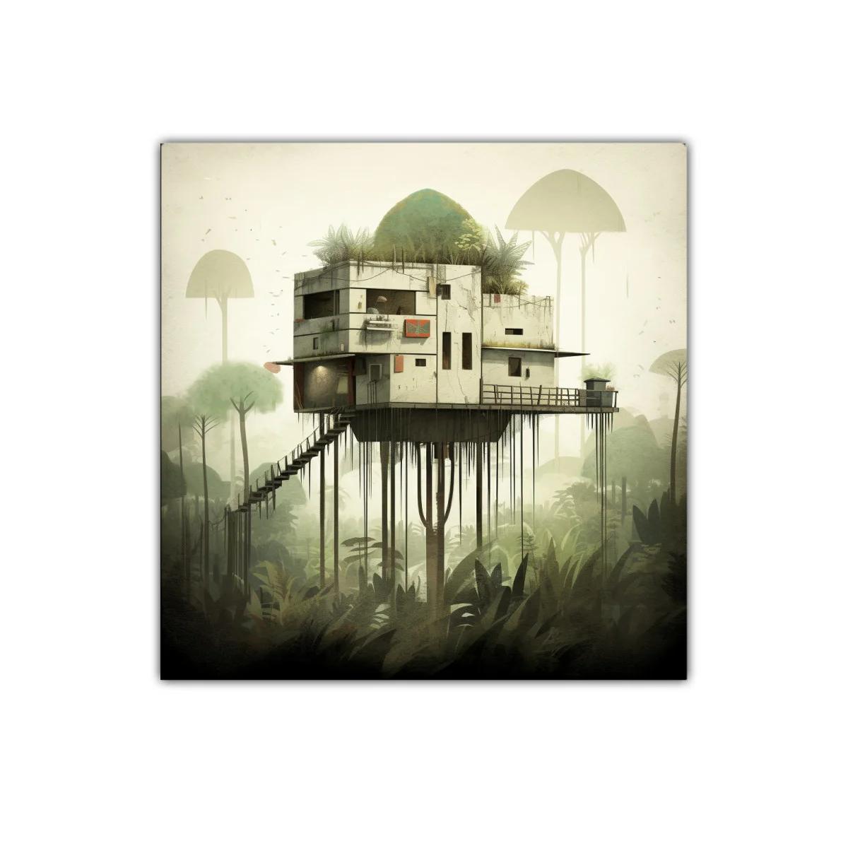 Casa elevada entre la naturaleza con ambiente misterioso