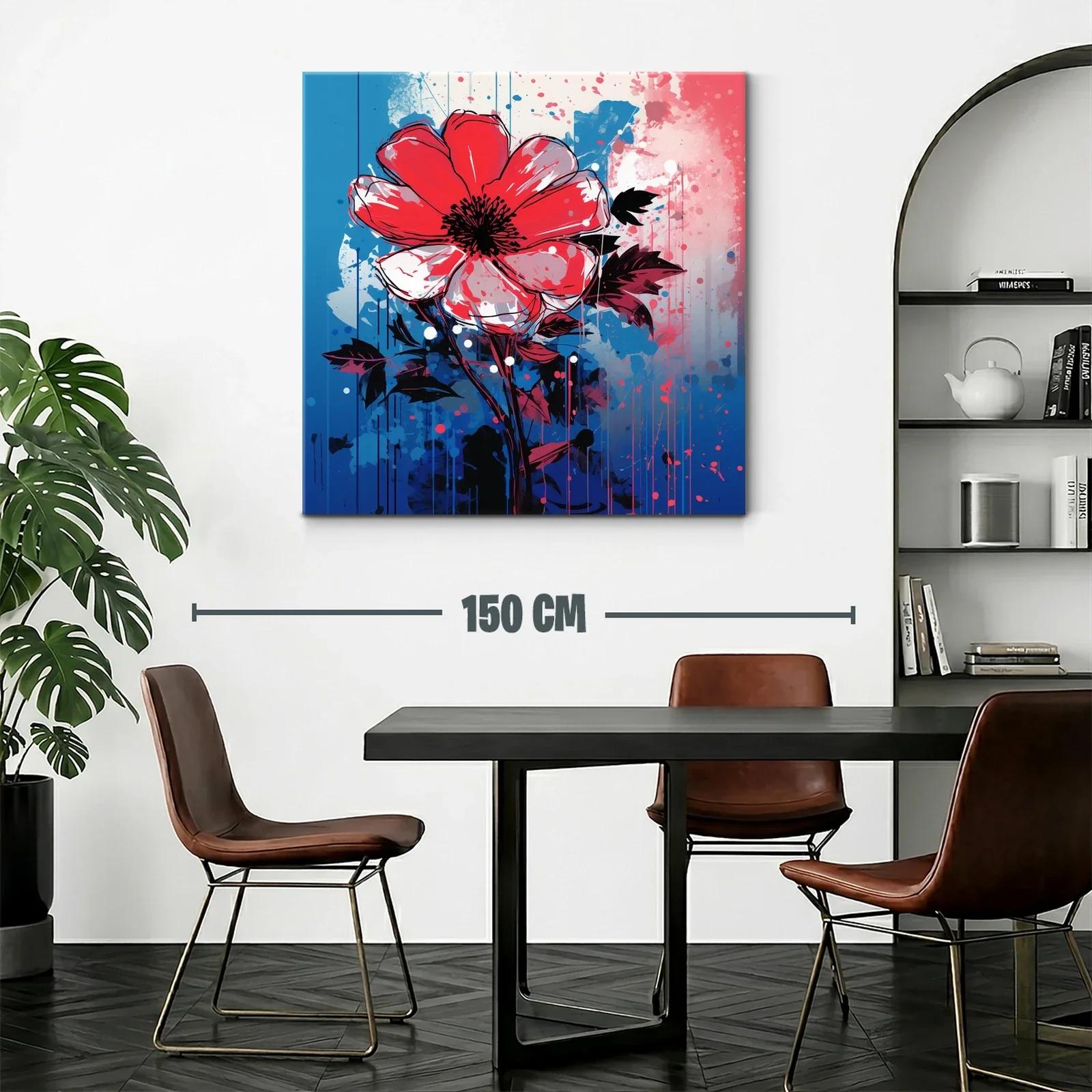 Flor roja vibrante sobre fondo azul y rosa — miniatura 2