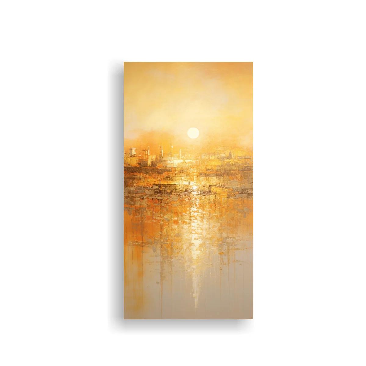 Cuadro sol sobre el horizonte con reflejo vertical