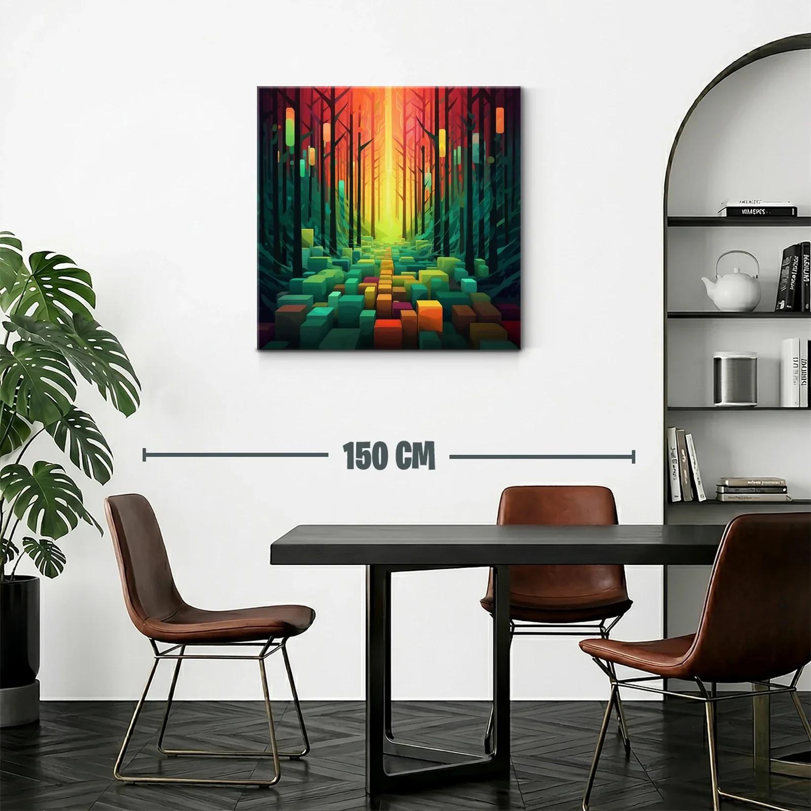 Paisaje abstracto vibrante con bosque y formas geométricas — miniatura 2
