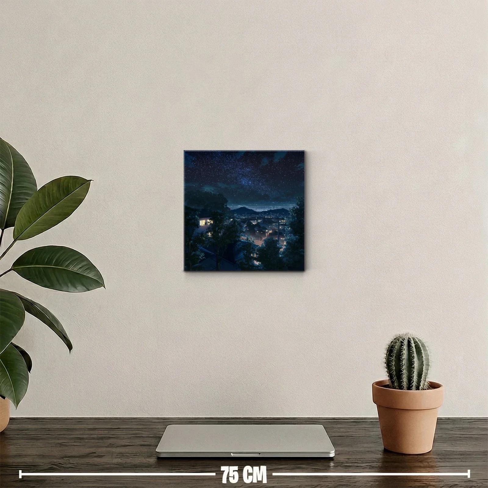 Cielo estrellado sobre ciudad tranquila nocturna — miniatura 2