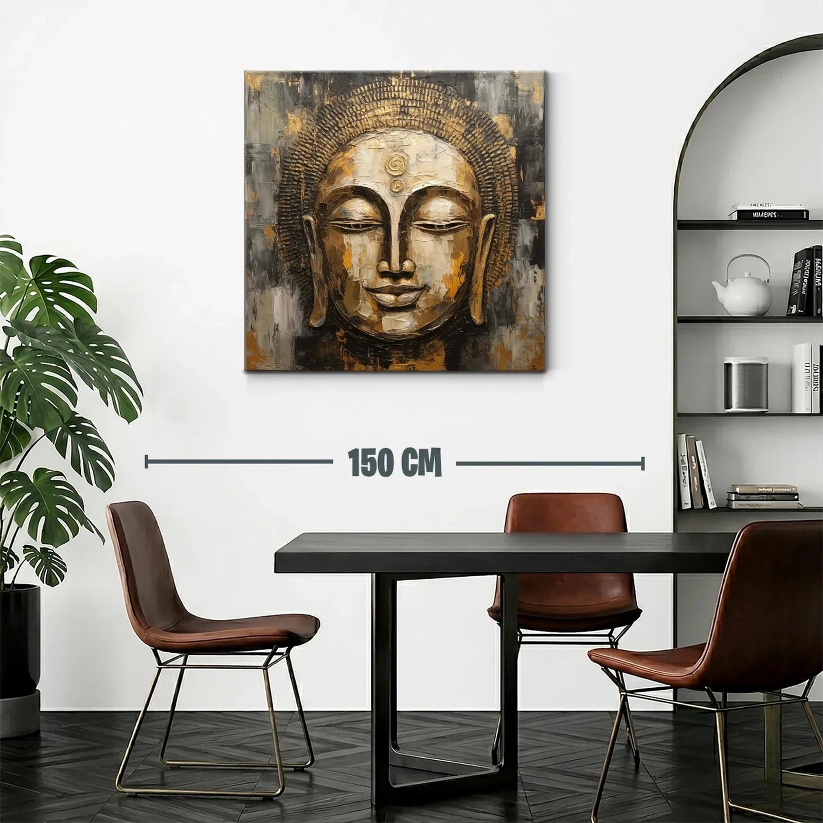 Rostro de Buda sereno con tonos dorados y grises — miniatura 2