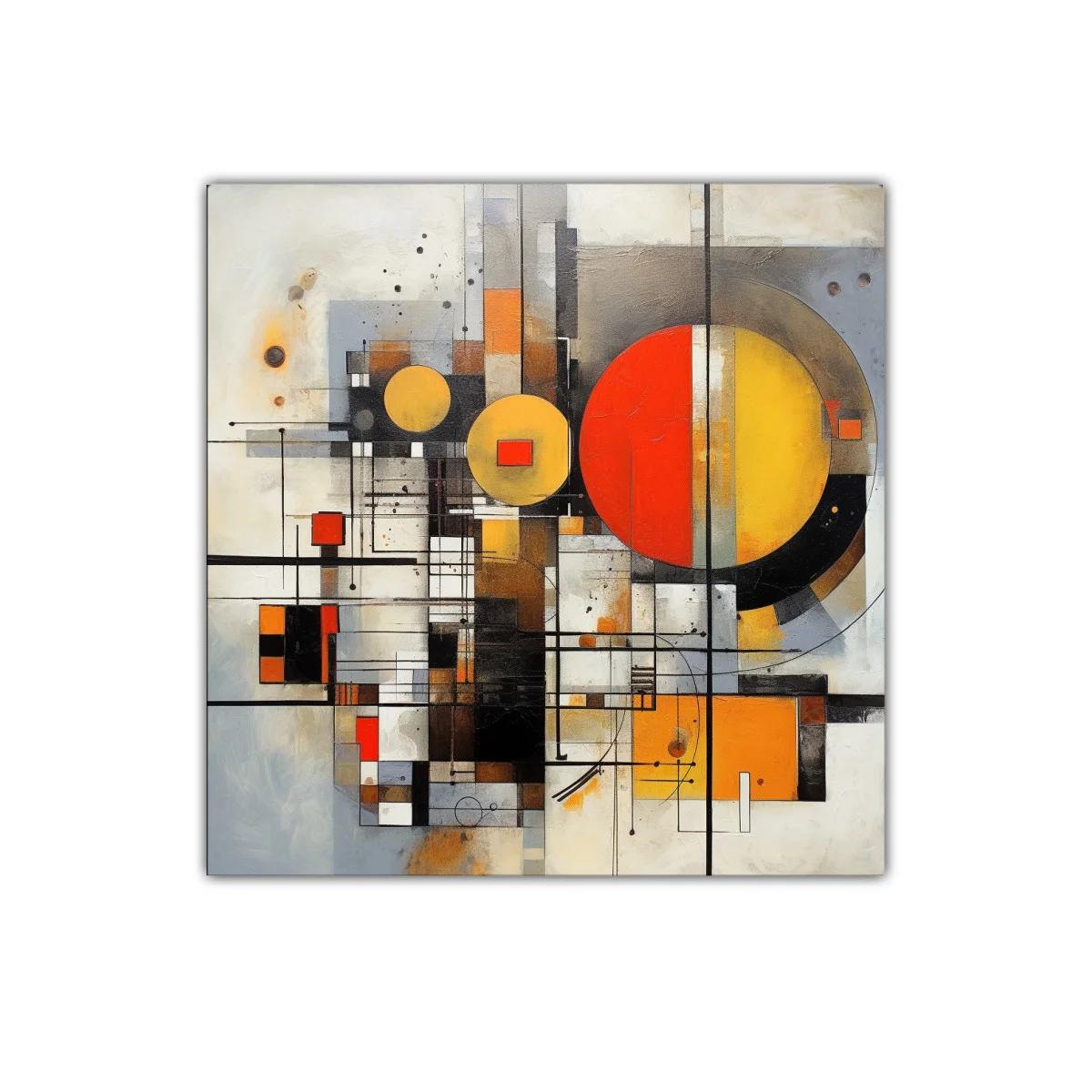 Cuadro abstracto con formas geométricas y colores cálidos — imagen principal