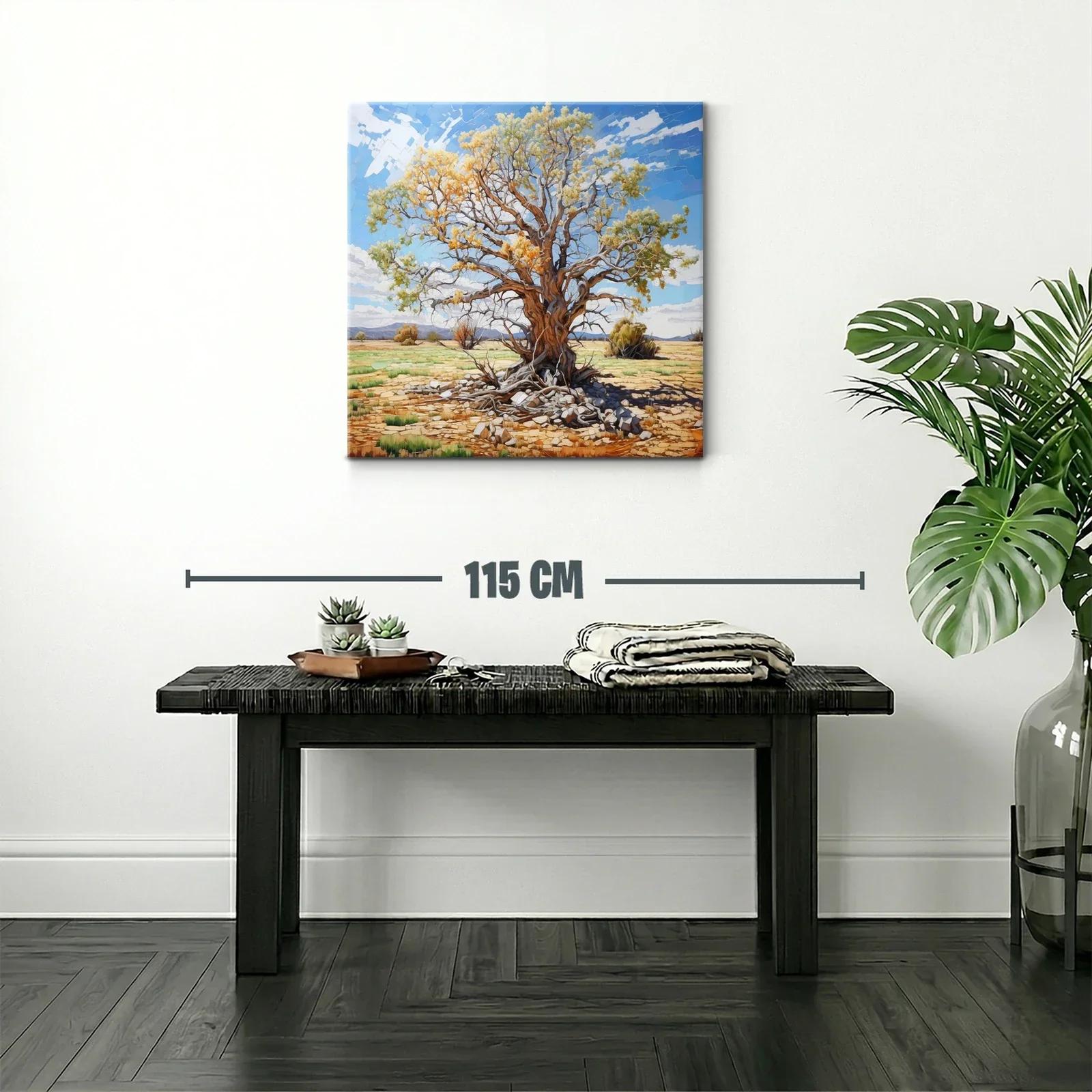 Árbol con hojas doradas en paisaje soleado — miniatura 2