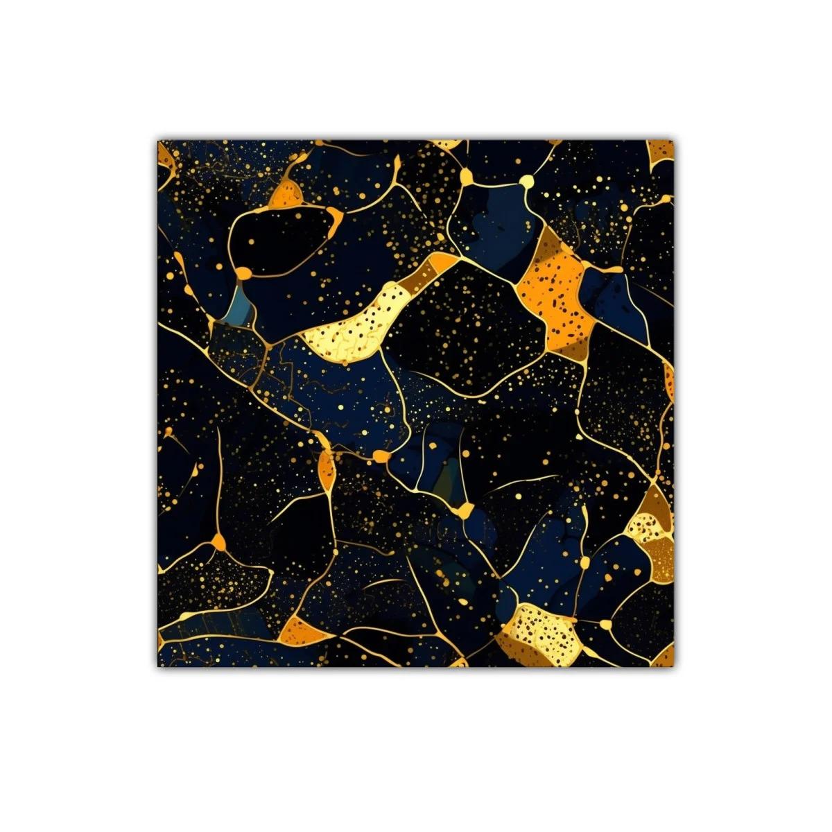 Cuadro decorativo con diseño abstracto en tonos dorados y azules — miniatura 1