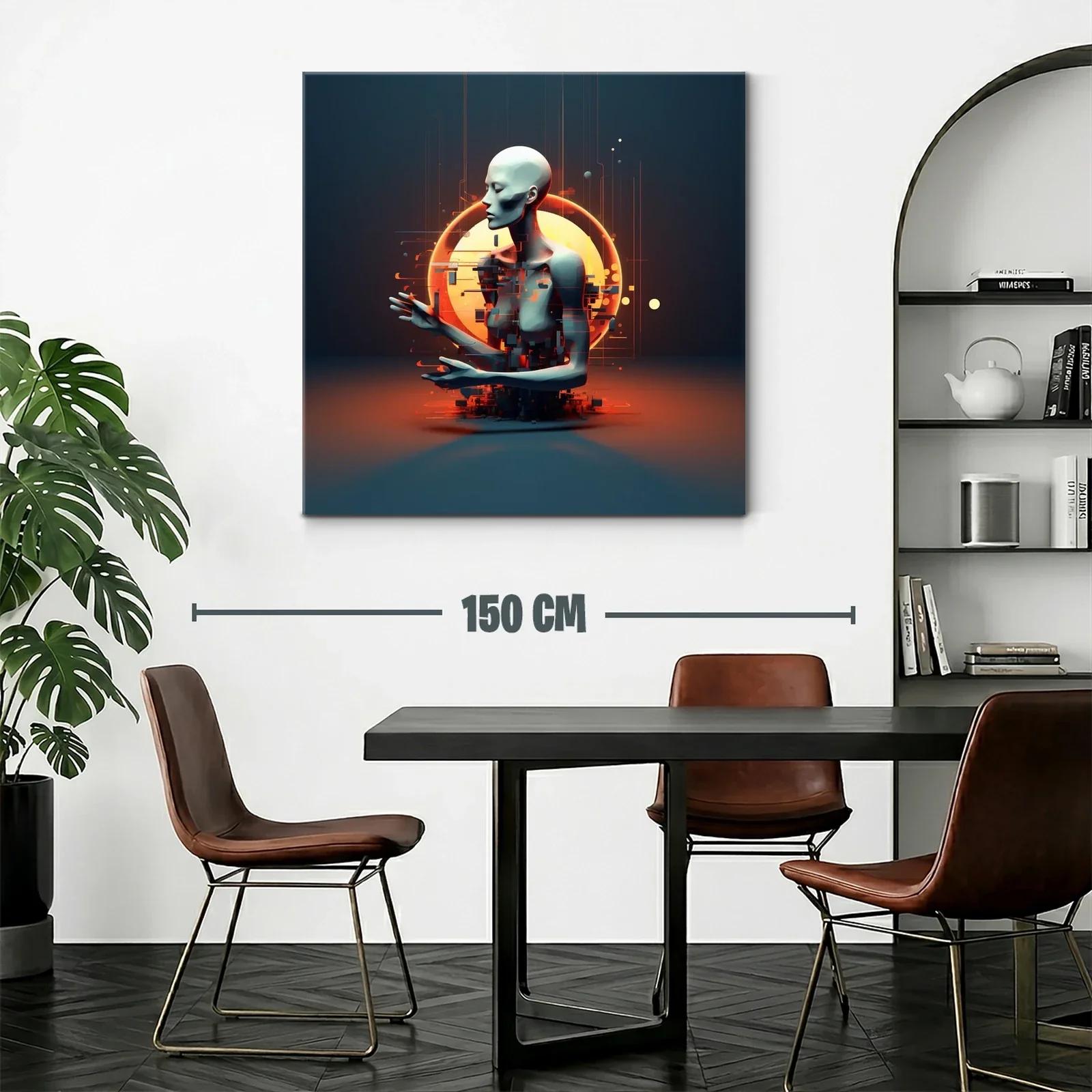 Escultura digital de figura humana futurista con halo luminoso — miniatura 2