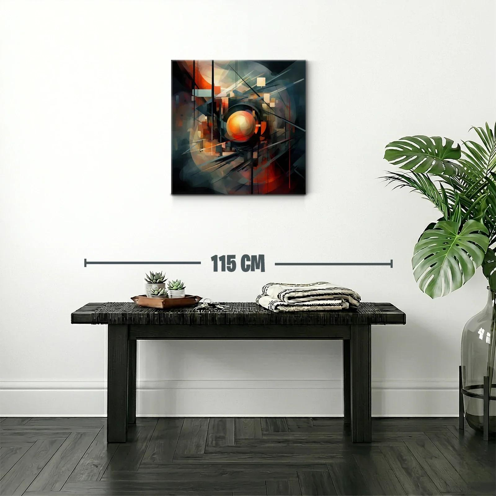 Composición abstracta con esfera central en tonos cálidos — miniatura 2